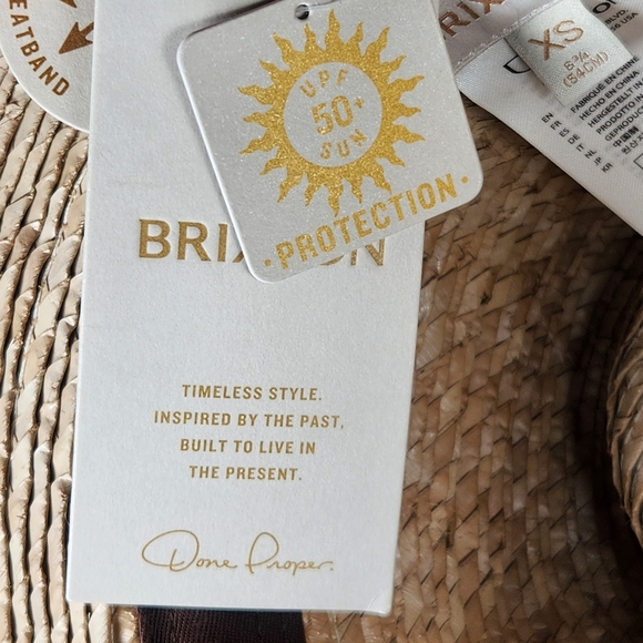 BRIXTON Leigh Straw Fedora Hat Extra Small 6 3/4 Adjustable Timeless UV 50 - Picture 7 of 11